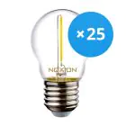 Confezione Multipack 25x Noxion Lucent LED E27 Sferica Filamento Chiara 1.4W 136LM - 827 Bianco Molto Caldo | Sostitutiva 15W
