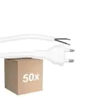 Confezione Multipack 50x Noxion Euro Cavo di alimentazione - C7 Europlug + Estremità aperte - Bianca 2m - 2 pole 0,75mm2