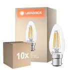 Confezione Multipack 10x Ledvance Classic LED B22 Candela Filamento Chiara 3.4W 470lm - 827 Bianco Molto Caldo | Sostitutiva 40W